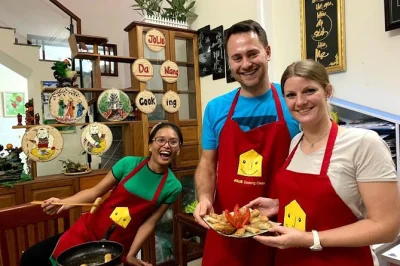 Start your day in da nang with a hands-on cooking class, stroll through a vegetable village, taste vietnamese coffee, and shop local markets. includes all ingredients and small group transport.