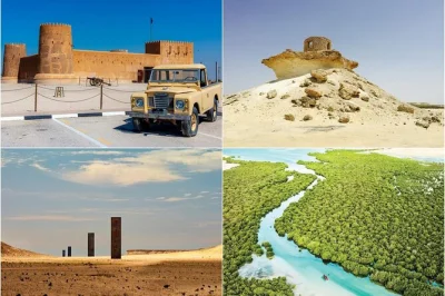 Scopri il nord e l’ovest del qatar in una gita di un giorno da doha con pick-up. visita il forte di al zubarah, le mangrovie, la penisola di zekreet e i villaggi locali con guida.