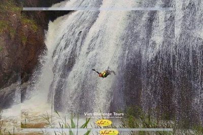 Vivez l’adrénaline à da lat avec du canyoning à la cascade datanla, tyrolienne et un pique-nique vietnamien. Équipement complet, guide local et transport depuis votre hôtel inclus.