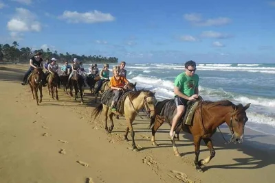 Sinta a brisa do mar em um passeio a cavalo pelas praias tranquilas de punta cana, entre coqueiros, até a foz do rio maimon. inclui guia, água mineral e equipamento.