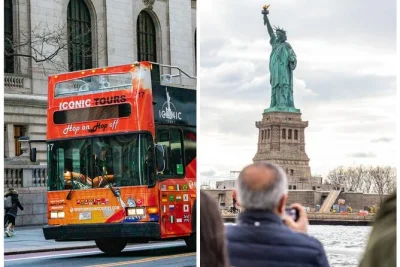 Erlebe new yorks viertel im expressbus und genieße die skyline sowie lady liberty vom hafen aus. mit live-guide, flexiblen zeiten und kombiticket.
