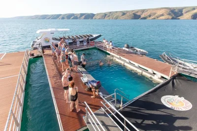 Erlebe den adrenalinkick bei den horizontal falls mit dem schnellboot, lande per wasserflugzeug in talbot bay und genieße frischen barramundi zum mittag. inklusive abholung, lokaler guide und besuch 