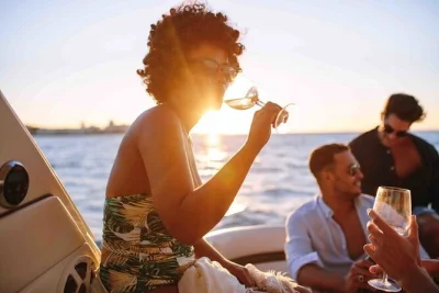 Feel capri’s golden hour by boat from sorrento, swim in grottos, sip drinks at sea, and wander the piazzetta at night. small group, snacks and drinks included.