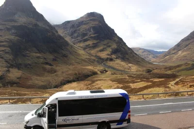 Feel the wild beauty of loch ness, glencoe, and highland villages on a small group tour from glasgow. includes local guide, mini-coach transport, and lunch stop.