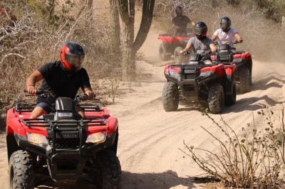 Erlebe eine private atv-tour bei cabo san lucas, entdecke den versteckten „zweiten bogen“, fahre durch bergpfade und genieße quesadillas mit einem lokalen guide. inklusive abholung.