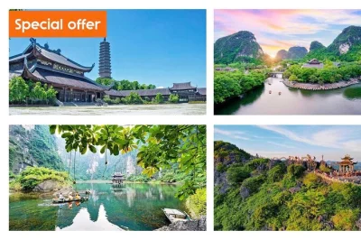 Entdecke das stille hoa lu, rudere durch die kalksteinfelsen von trang an und erklimme die mua höhle mit blick ins tam coc tal. inklusive abholung in hanoi & lokalem mittagessen.