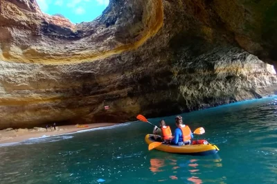Feel the thrill of kayaking into benagil’s sea caves, swim in clear water, and snap photos inside the famous algar de benagil. includes gear and local guide.
