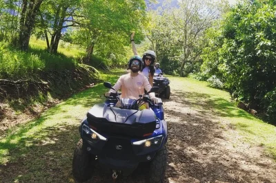 Feel the rush of moorea’s atv trails—pineapple fields, magic mountain views, homemade jam tasting, and fresh fruit juice. small group tour with local guide.