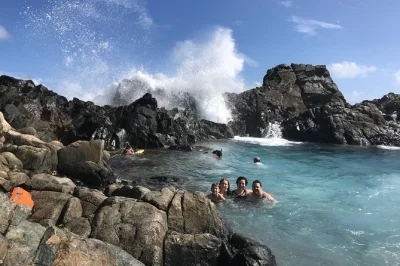 Feel the rhythm of aruba on horseback through arikok’s wild trails, swim in the natural pool, and enjoy easy hotel pickup. small group, local guide included.