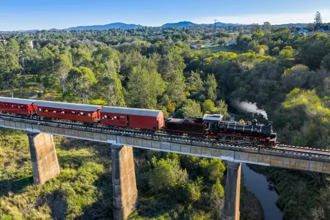 Mary Valley heritage train Gympie VIP booth with meal