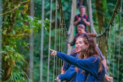 Feel the mist at llanos de cortés waterfall, walk rainforest hanging bridges, and spot sloths up close. includes typical costa rican lunch and pickup.