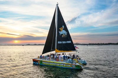 Feel the breeze on a panama city beach sunset catamaran sail, spot dolphins, sip a complimentary drink, and unwind with music before your evening plans.
