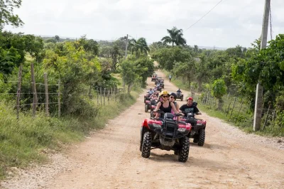 Feel the rush of a 4x4 atv ride from punta cana, taste fresh dominican chocolate & coffee at a local farm, swim in a crystal cenote, and relax on macao beach. pickup included.