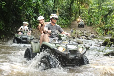 Feel the rush of an atv ride near arenal volcano, cross jungle rivers, meet maleku locals, and capture wild scenery. includes gear, water, and local guide.