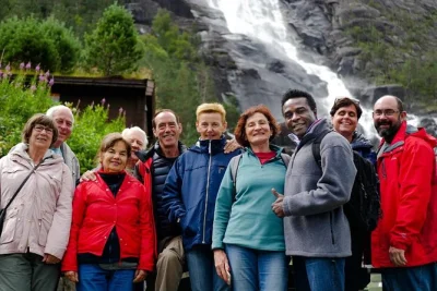 Feel the spray of langfoss waterfall, hear local stories in Åkrafjorden, and visit haraldshaugen monument on this haugesund shore excursion with a guide and pickup.