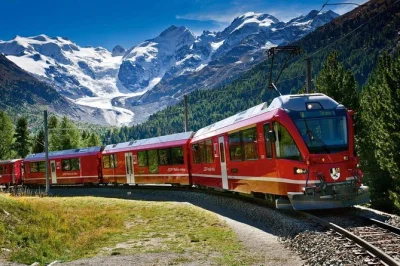 Découvrez l’excitation du bernina red train de milan à st moritz, avec vues sur glaciers, dégustation de chocolat suisse et guide local. transfert en autocar inclus.