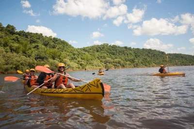 Feel the forest air, paddle quiet rivers, and swim beneath waterfalls near foz do iguaçu. includes equipment, local guide, and all safety gear for a real adventure.