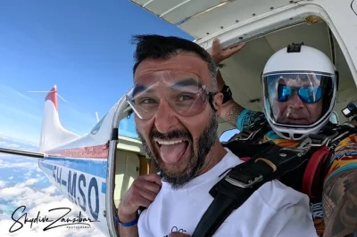 Feel the rush of skydiving over zanzibar’s turquoise coast, freefall with a pro instructor, and land right on kendwa’s soft sand. includes photos, video, and all gear.