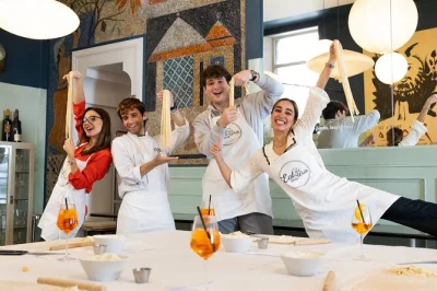 Make fresh pasta and craft your own italian spritz in rome, just steps from piazza navona. includes hands-on class, local wine, limoncello, and lunch.