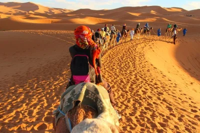 Erlebe die stille der sahara auf einer 3-tägigen tour von marrakesch nach merzouga mit kamelritt, atlasgebirge, kasbahs und Übernachtungen im wüstencamp. inklusive hoteltransfer.