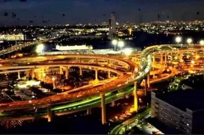 Yokohama by night en Porsche avec vue sur Daikoku PA et la baie