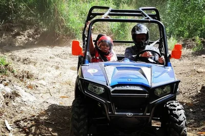 Book a palampur atv tour on a 3km rzr 570 track through tea gardens, forests, and orchards. family-friendly off-road adventure near dharamshala.