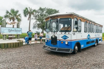 Erlebe eine delfin-tour ab savannah zur tybee island mit halt am berühmten leuchtturm und mittagessen im crab shack. hin- und rückfahrt im bus inklusive.