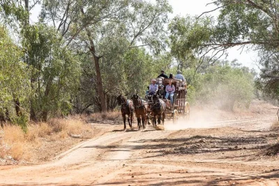 Feel the dust and thrill of longreach’s cobb & co stagecoach ride, then slow down with homemade scones, a classic bush movie, and a lively tent show. includes commemorative ticket.