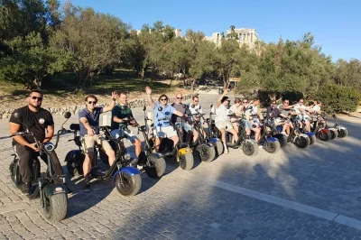 Feel the pulse of athens gliding past the acropolis, philopappos hill, and hadrian’s arch on a certified e-scooter tour. includes training, bottled water, and all fees.