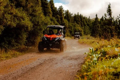 Feel the wind on a sete cidades volcano utv tour, explore dirt tracks, see crater lakes, and pass capelas village. includes guide, helmets, and insurance.