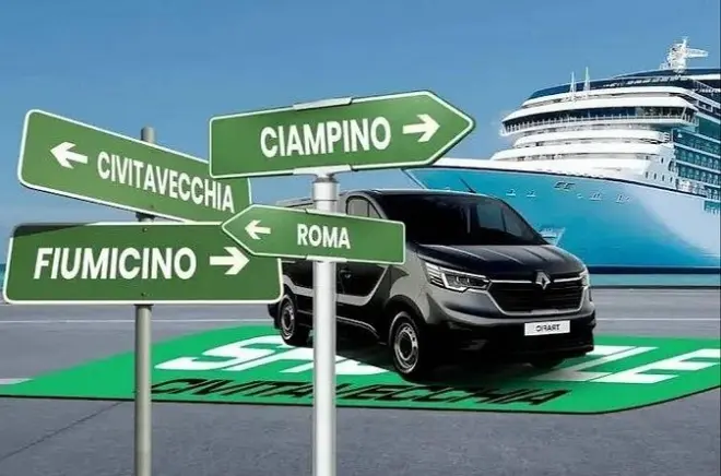 Transfert privé minivan Civitavecchia vers aéroport Rome Fiumicino