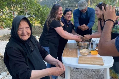 Pick vegetables, gather eggs, cook with a naxian grandmother, and taste local wine on this hands-on farm day near melanes. includes lunch and drinks.
