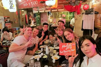 Feel the pulse of shibuya nightlife on a guided bar hopping tour with all-you-can-drink, full dinner, and local izakaya stops. includes pickup and photos.