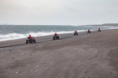 Feel the rush of quad biking on iceland’s black lava sands near mýrdalsjökull, with a local guide, glacier views, and all gear included. book your adventure today.