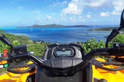 Feel the thrill of a quad ride in bora bora, climb to panoramic mountain viewpoints, taste fresh island fruit, and visit wwii sites—all with local guidance and refreshments.