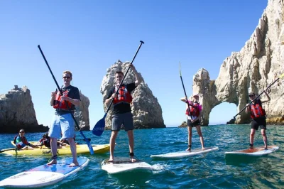 Feel the ocean breeze as you paddleboard to el arco, snorkel with tropical fish at pelican rock, and spot sea lions. includes hotel pickup and local guide.