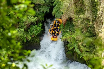 Feel the rush on rotorua’s kaituna river with white water rafting, conquer tutea falls, then unwind in a free sauna. includes hotel pickup and all gear.