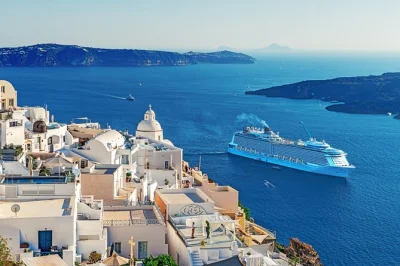 Step straight off your cruise ship into a santorini day trip with boat transfers, oia blue domes, black sand beach, and a small group. includes port pickup & on-time return.