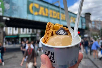 Follow a local through camden market’s wild flavors—7 tastings, craft gin, british cheese, and street food. includes all food, drinks, and walking with your guide.