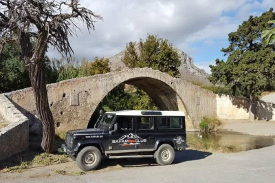 Feel the wild side of crete on a land rover safari from rethymno—explore kourtaliotiko gorge, swim at preveli palm beach, and enjoy a cretan lunch with wine. includes hotel pickup.