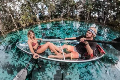 Disfruta de un kayak transparente sobre las aguas de crystal river, observa manatíes, nada en three sisters springs y rema en grupos pequeños con guía experto y todo el equipo incluido.