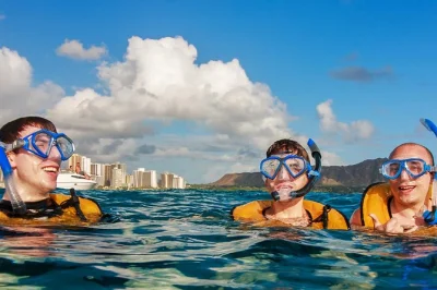 Nade com tartarugas verdes havaianas no turtle canyon, waikiki. equipamento de snorkel, guias locais e bebidas geladas no barco. garanta sua vaga!
