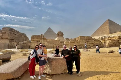 Feel the ancient scale of giza’s pyramids, meet the sphinx up close, and ride a camel with a local guide. includes hotel pickup, entry tickets, and flexible start.