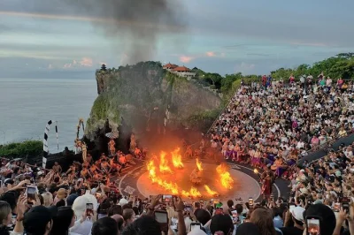 Feel the sunset at uluwatu temple, skip the lines, and watch the kecak fire dance with a local guide. includes temple entry and reserved dance tickets for a seamless evening.