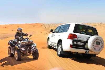 Vivi l’emozione delle dune rosse di dubai con un vero giro in quad nel deserto, dune bashing in 4x4, passeggiate a cammello e una cena bbq al campo majlis. incluso il pick-up in hotel.