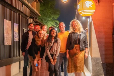 Feel kyoto’s nightlife with a small group bar crawl through kawaramachi & kiyamachi, tasting yakitori, sake, and local snacks. includes guide and free admission.