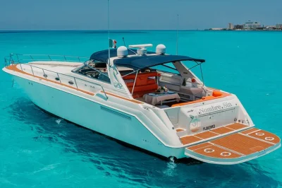 Step onto a private 55ft yacht in cancun, cruise turquoise waters, snorkel coral reefs, and relax with a friendly crew. flexible rental times and soft drinks included.