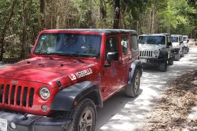 Feel the thrill of cozumel’s jungle in your own jeep, taste tequila at a local ranch, swim in jade caverns, and end with lunch and snorkeling—all with pickup included.