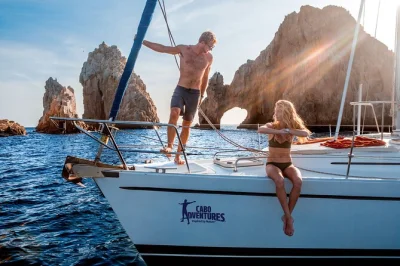 Feel the breeze off cabo as you sail to lover’s beach, snorkel in a quiet bay, and enjoy a gourmet lunch with open bar. small group tour includes pickup.