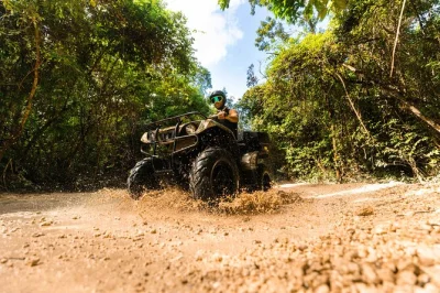 Feel the rush in cancun’s maya jungle with atv trails, ziplining, a swim in a cenote, and a tequila tasting. includes hotel pickup and local snacks.